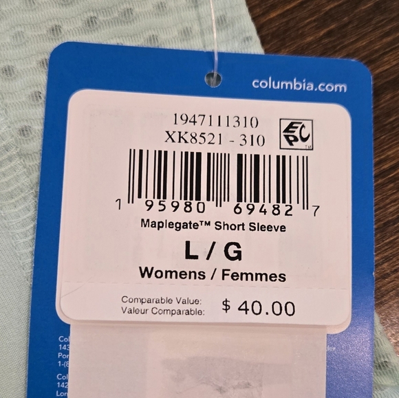 NWT Columbia Maplegate Short Sleeve Top Size L Mint - Picture 6 of 7